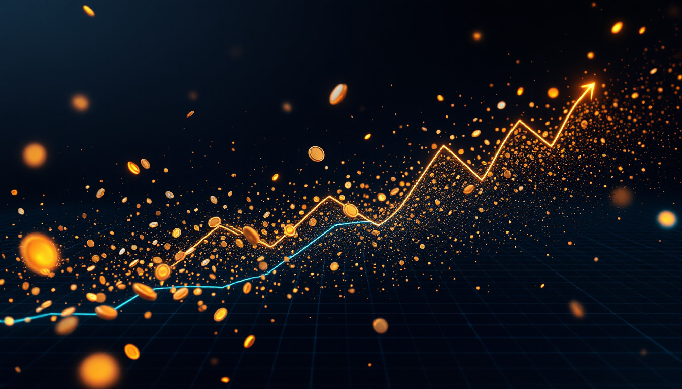Many small probabilistic outcomes converging into one rising equity curve